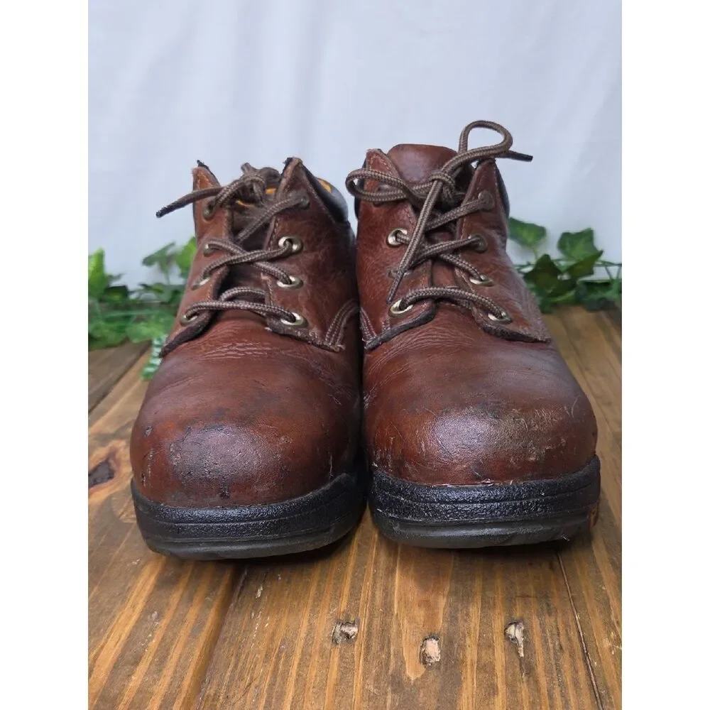 Timberland. Men's Brown Leather Work Boots. Steel Toe. Slip & Oil Resistant. 9.5